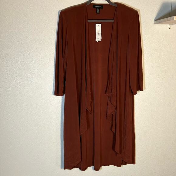 R & M Rust‎ Suede Cardigan women’s long 3/4 sleeve dress work wear - Picture 1 of 4